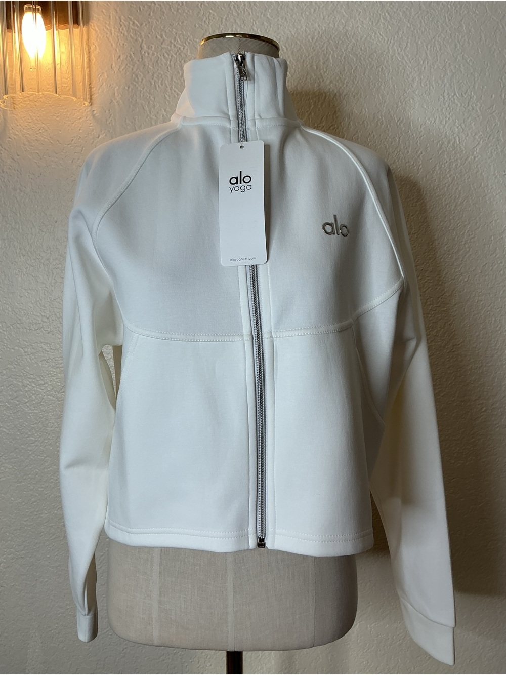 ALO Yoga White High-Rise Track Joggers and Jacket Set - Picture 3 of 14